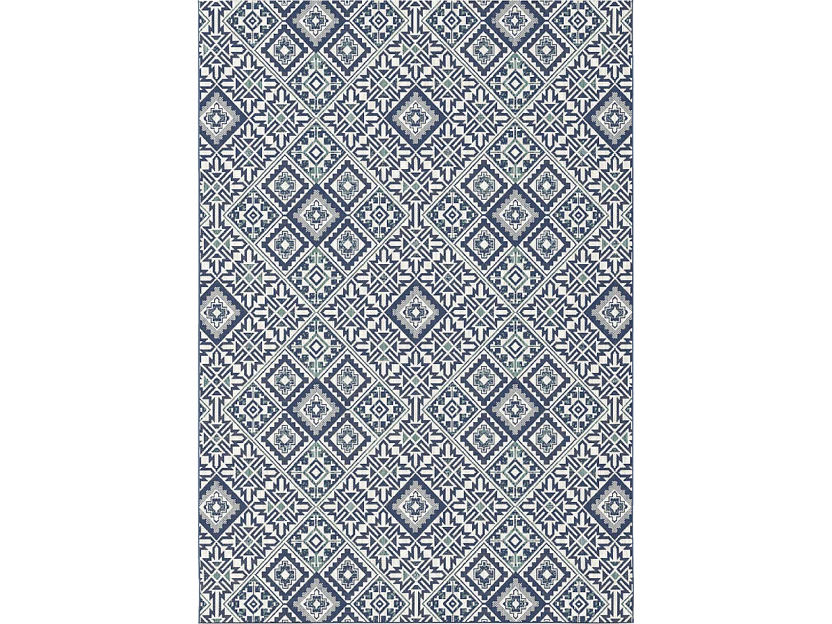 Tapis extérieur 120x170 tissé kilim bleu CASADA 8