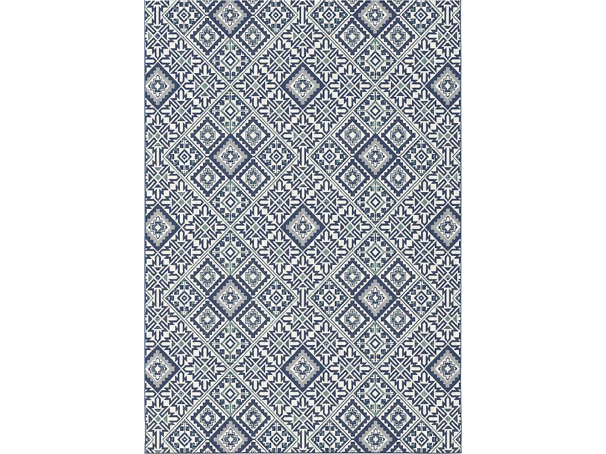 Tapis extérieur 120x170 tissé kilim bleu CASADA 8