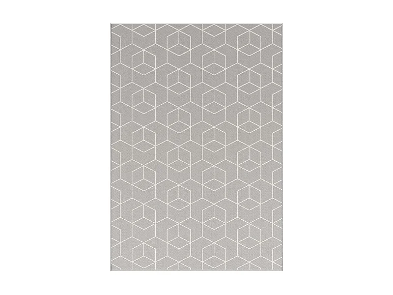 Tapis extérieur 200x290 tissé kilim gris et crème STALOW 9