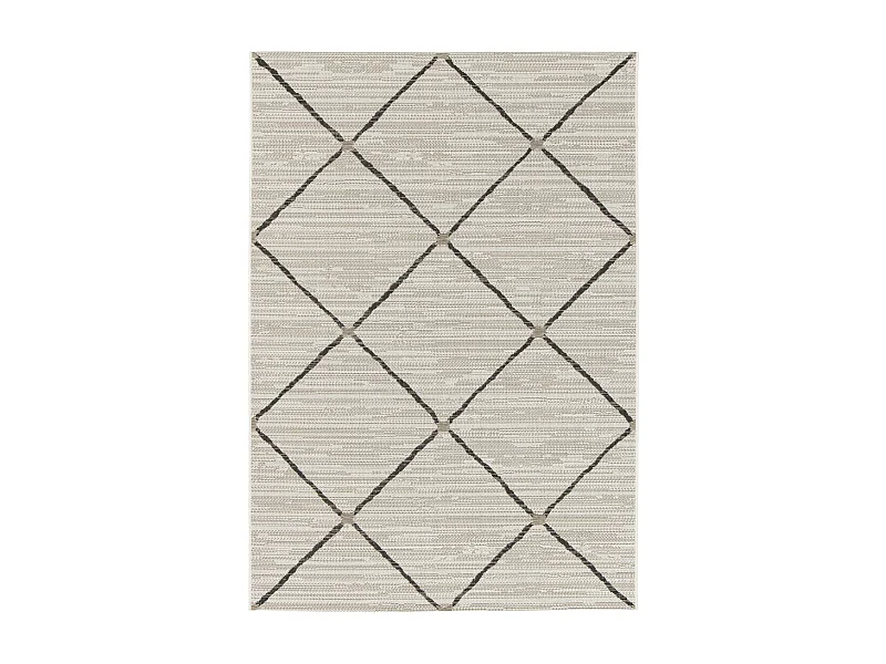 Tapis extérieur 200x290 tissé kilim gris et noir ENANTA 2