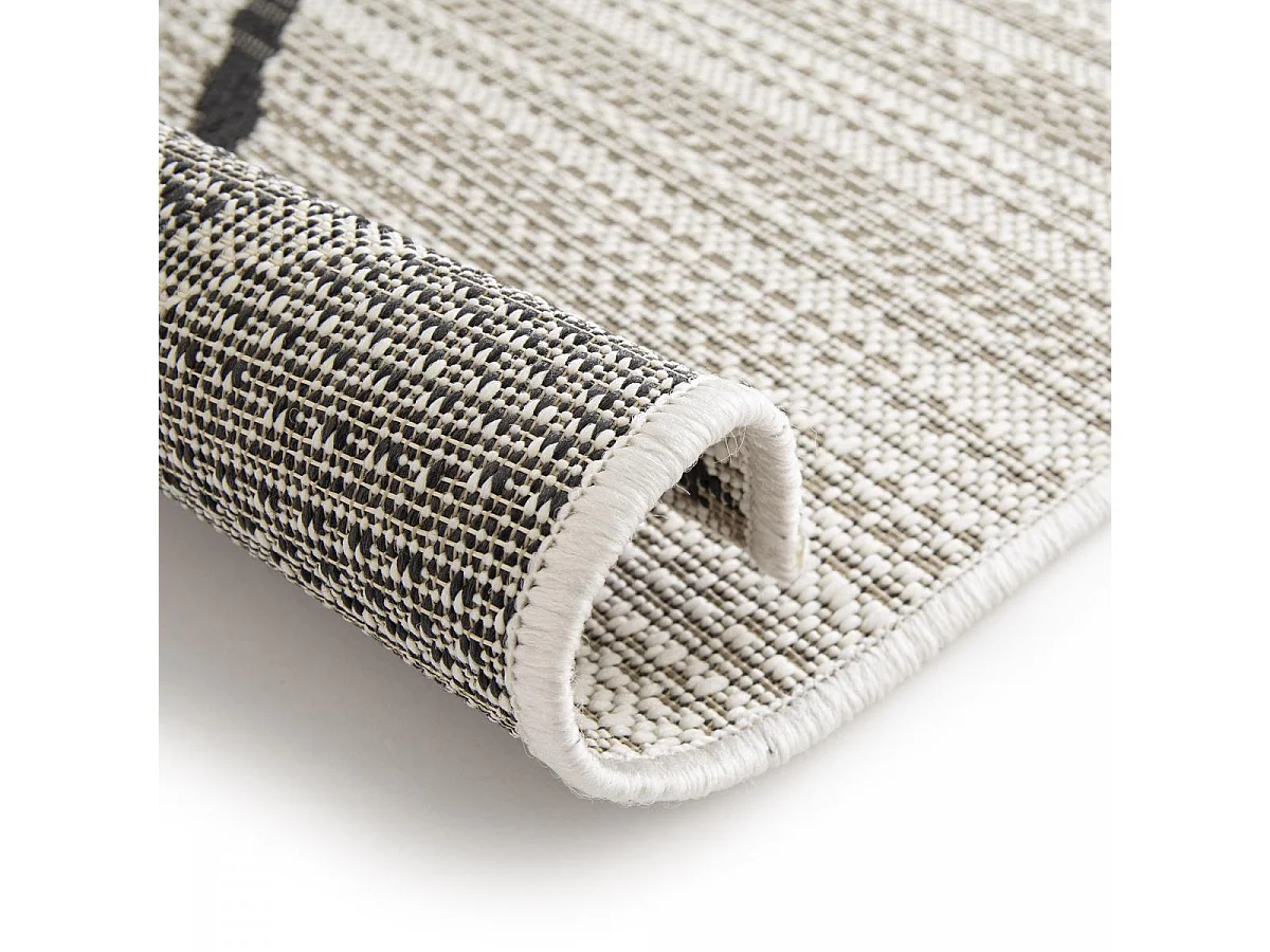 Tapis extérieur 200x290 tissé kilim gris et noir ENANTA 2