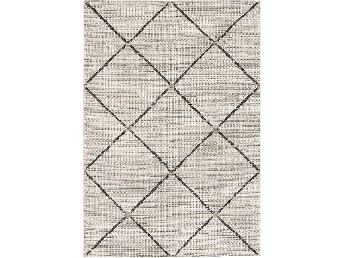 Tapis extérieur 200x290 tissé kilim gris et noir ENANTA 2