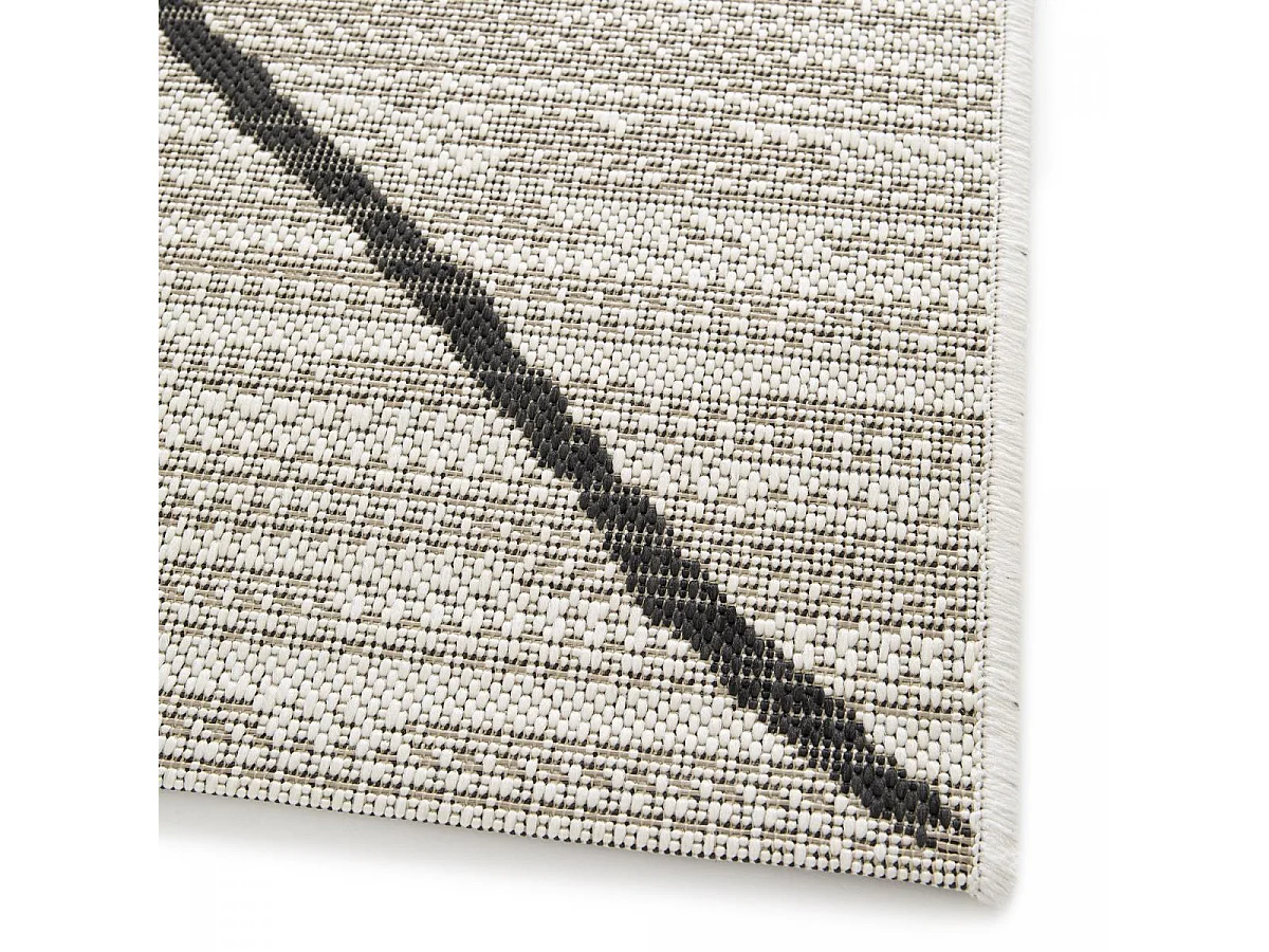 Tapis extérieur 200x290 tissé kilim gris et noir ENANTA 2