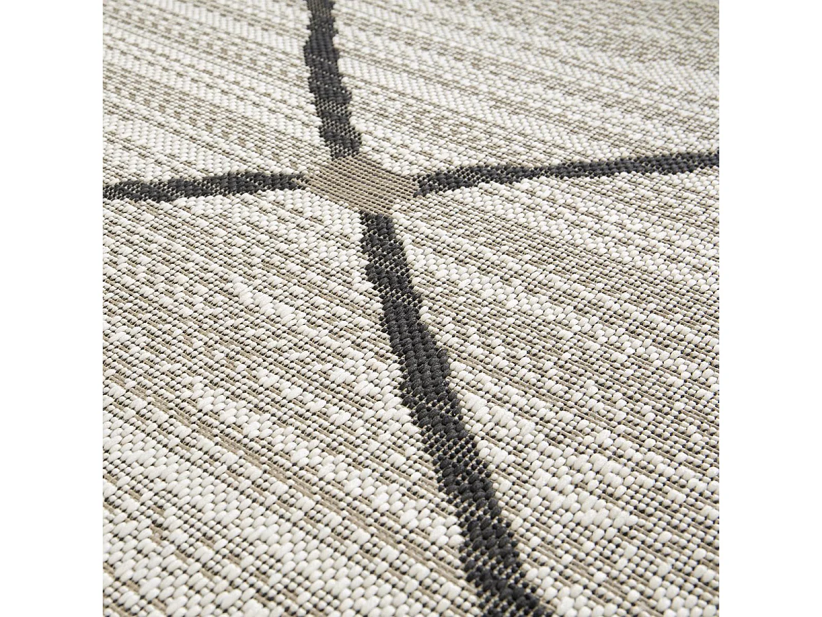 Tapis extérieur 200x290 tissé kilim gris et noir ENANTA 2