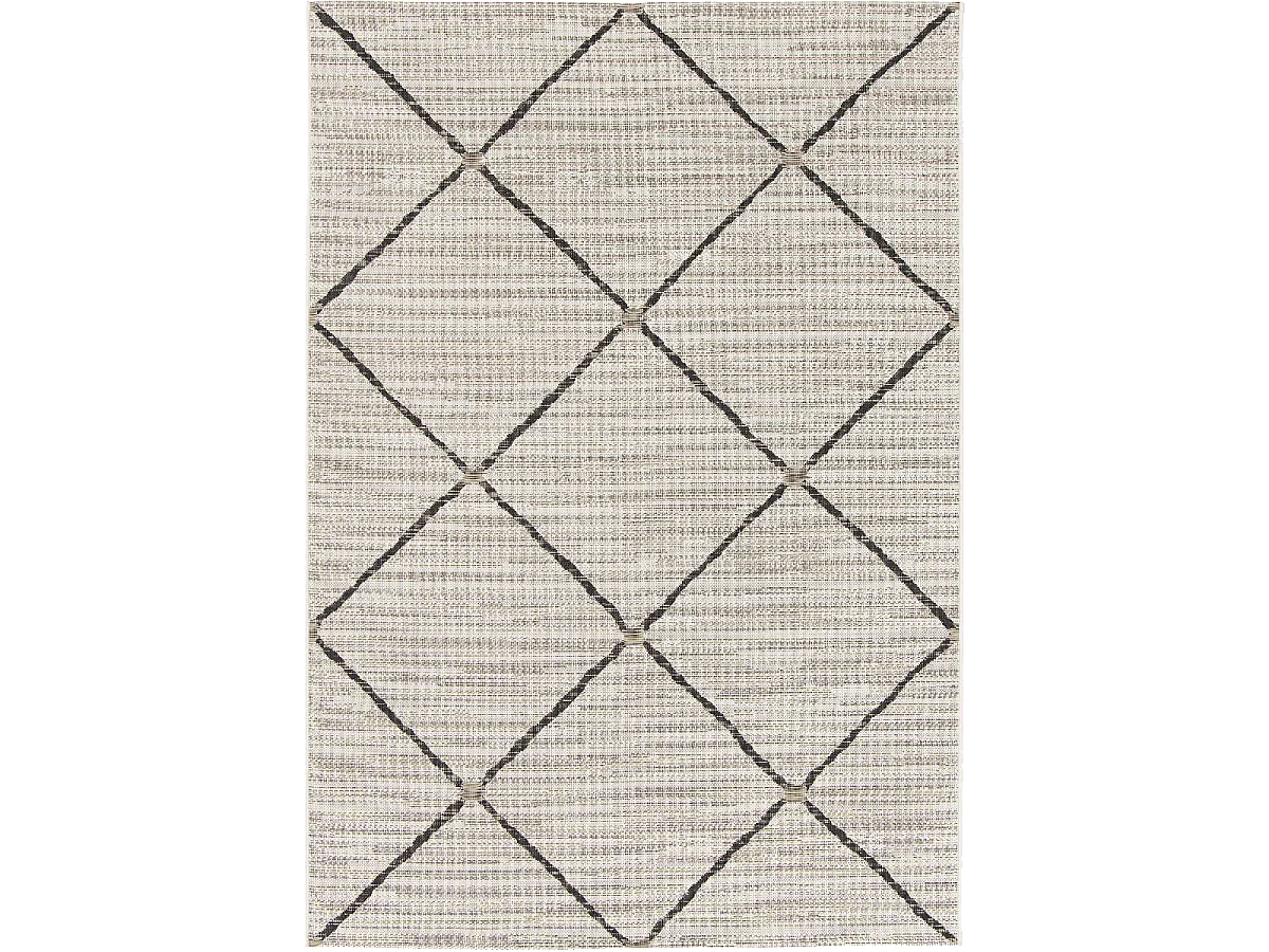 Tapis extérieur 200x290 tissé kilim gris et noir ENANTA 2
