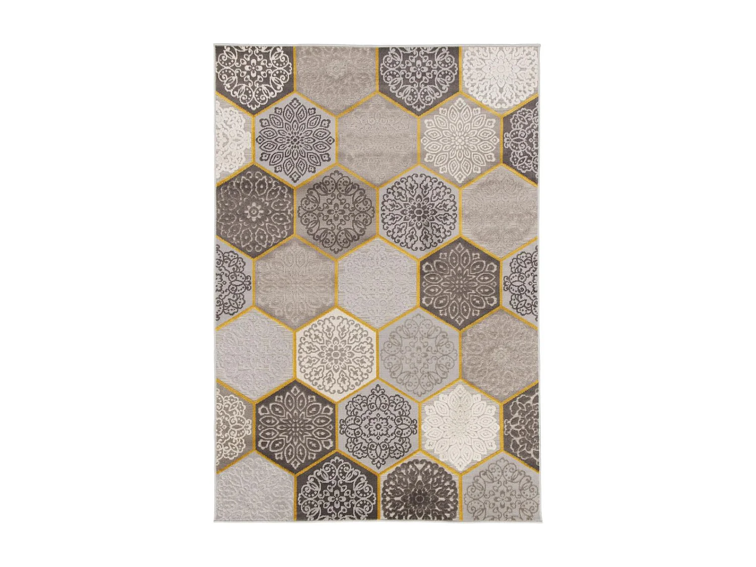 Tapis extérieur 160x230 tissé kilim beige et jaune LUXORA 2