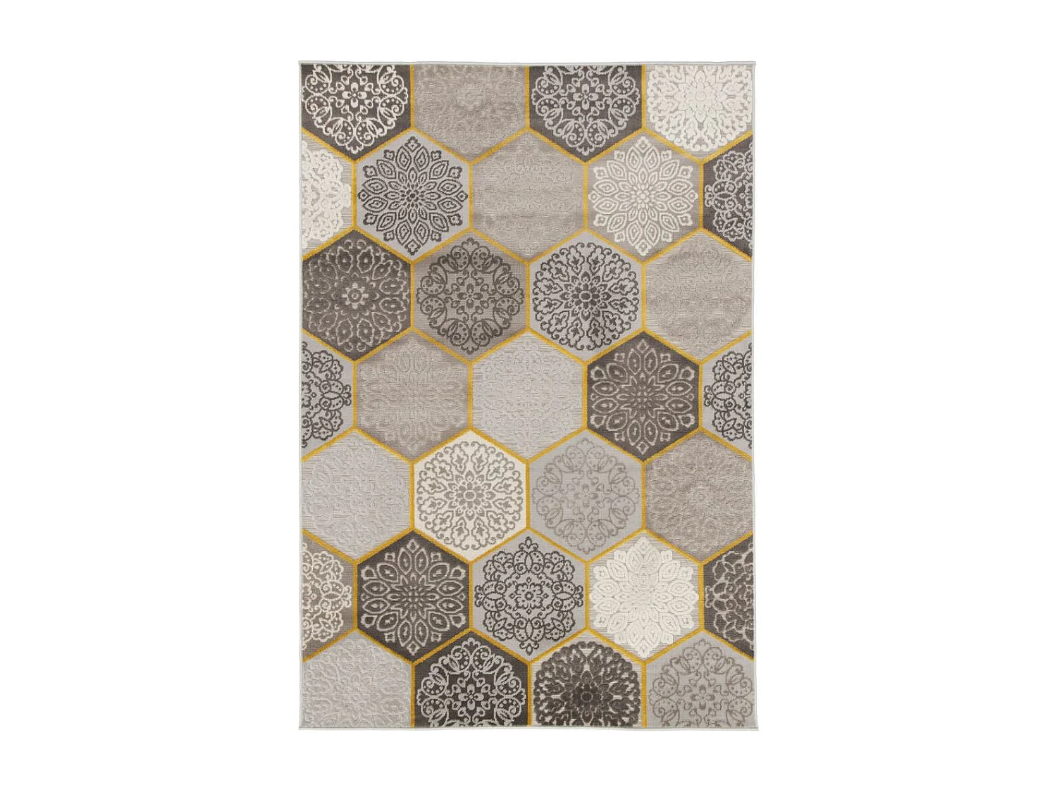 Tapis extérieur 160x230 tissé kilim beige et jaune LUXORA 2