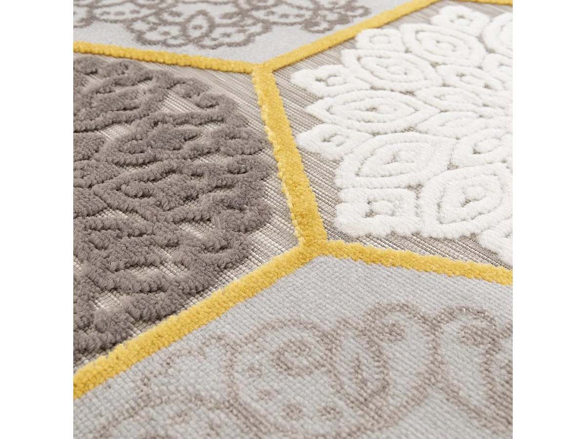 Tapis extérieur 160x230 tissé kilim beige et jaune LUXORA 2