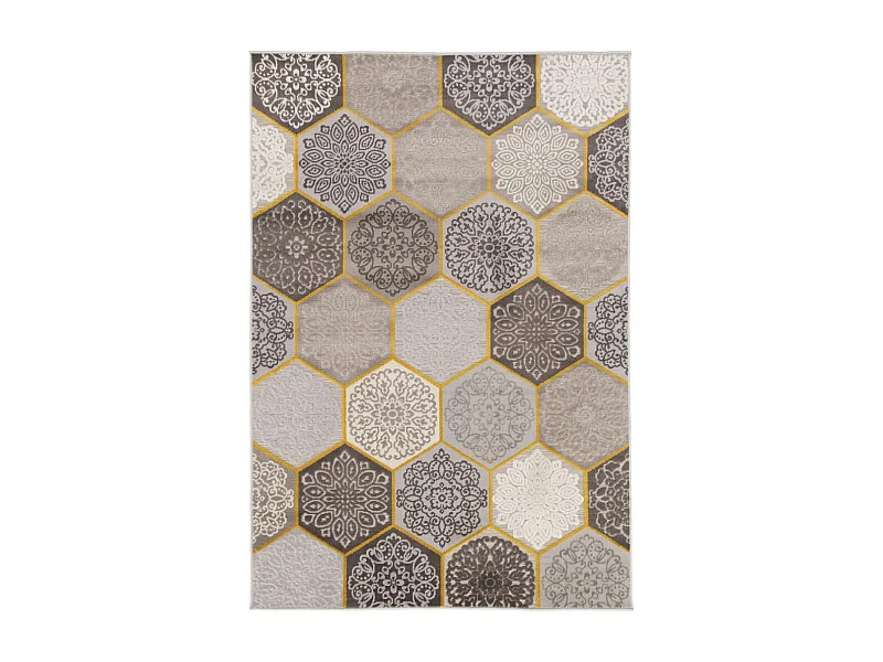 Tapis extérieur 160x230 tissé kilim beige et jaune LUXORA 2