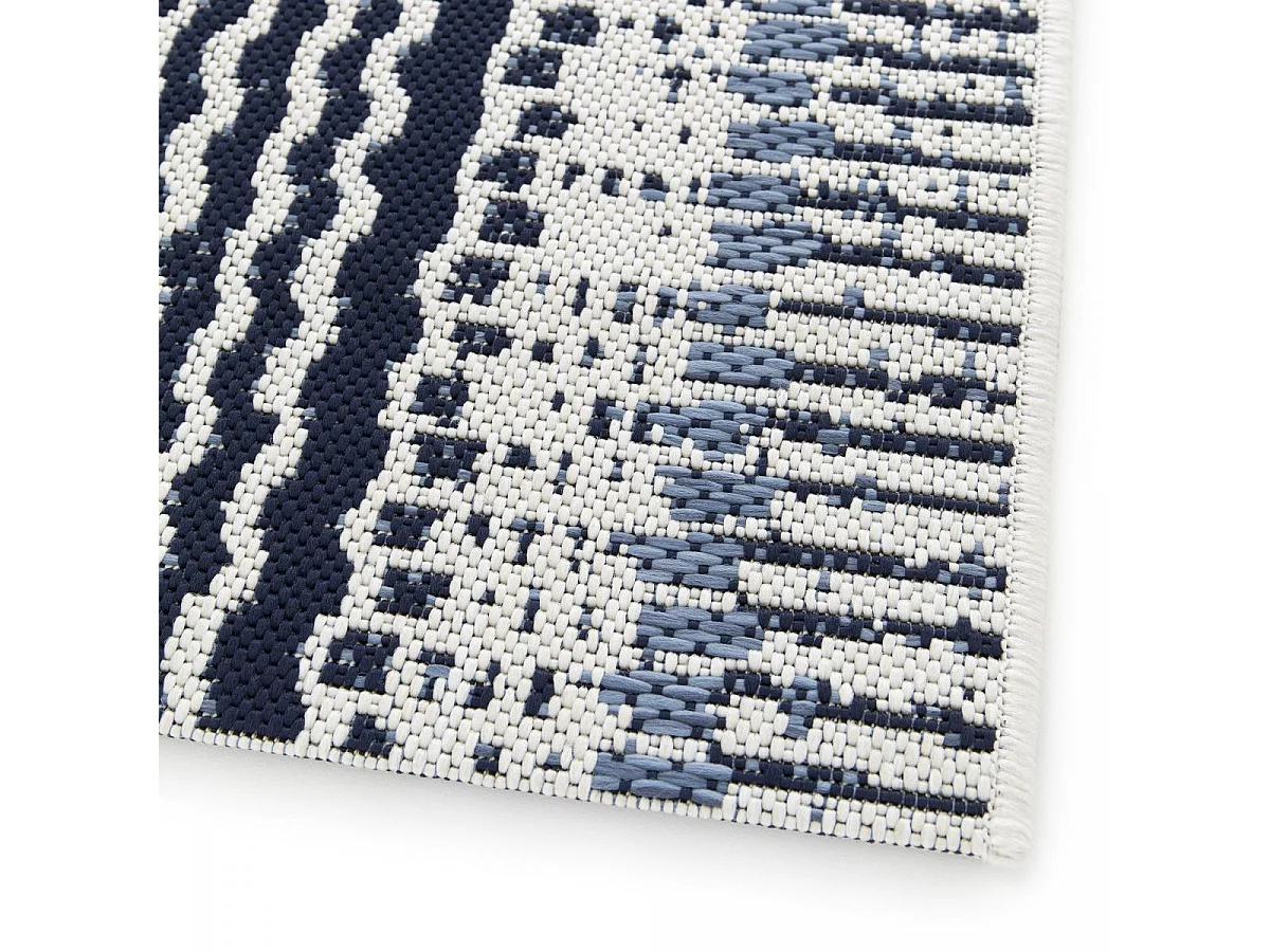 Tapis extérieur 200x290 tissé kilim bleu et noir OULENCE 4