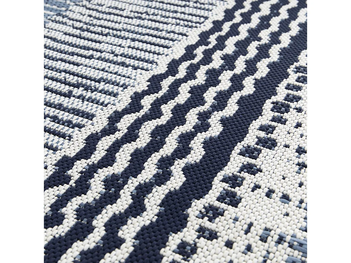 Tapis extérieur 200x290 tissé kilim bleu et noir OULENCE 4