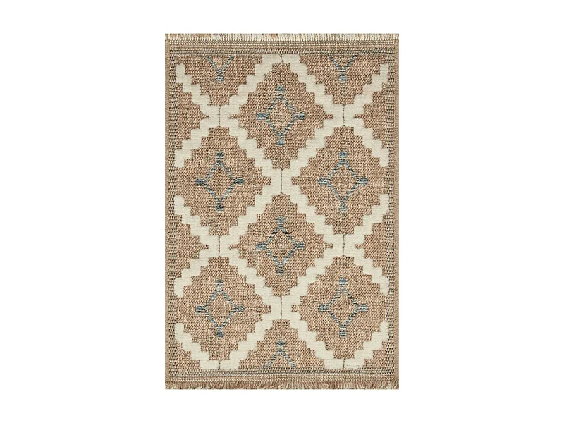 Tapis extérieur 120x170 tissé kilim maron et bleu ZEPHYR 2
