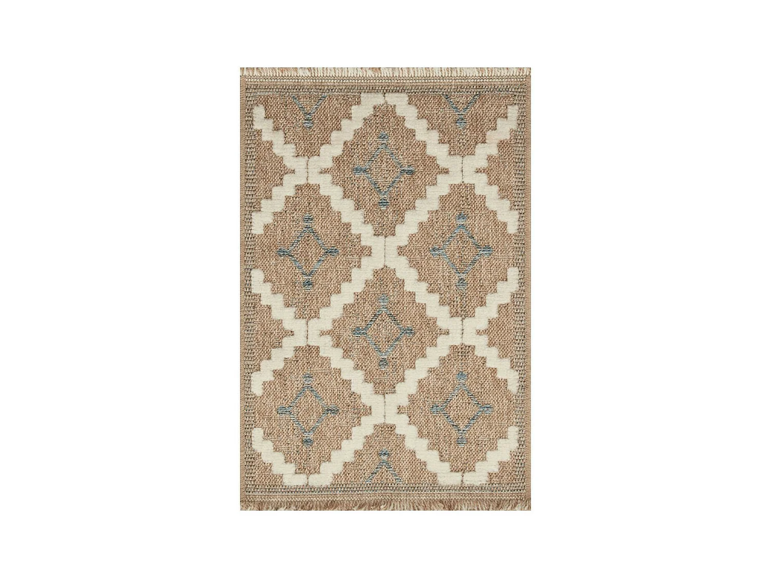 Tapis extérieur 120x170 tissé kilim maron et bleu ZEPHYR 2