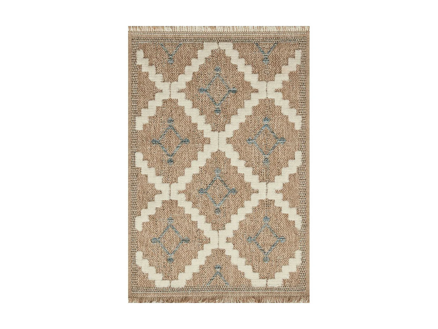 Tapis extérieur 120x170 tissé kilim maron et bleu ZEPHYR 2