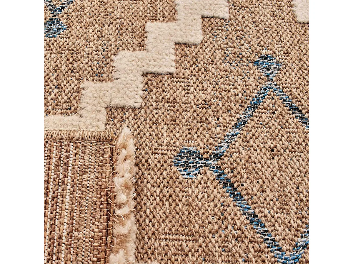 Tapis extérieur 120x170 tissé kilim maron et bleu ZEPHYR 2