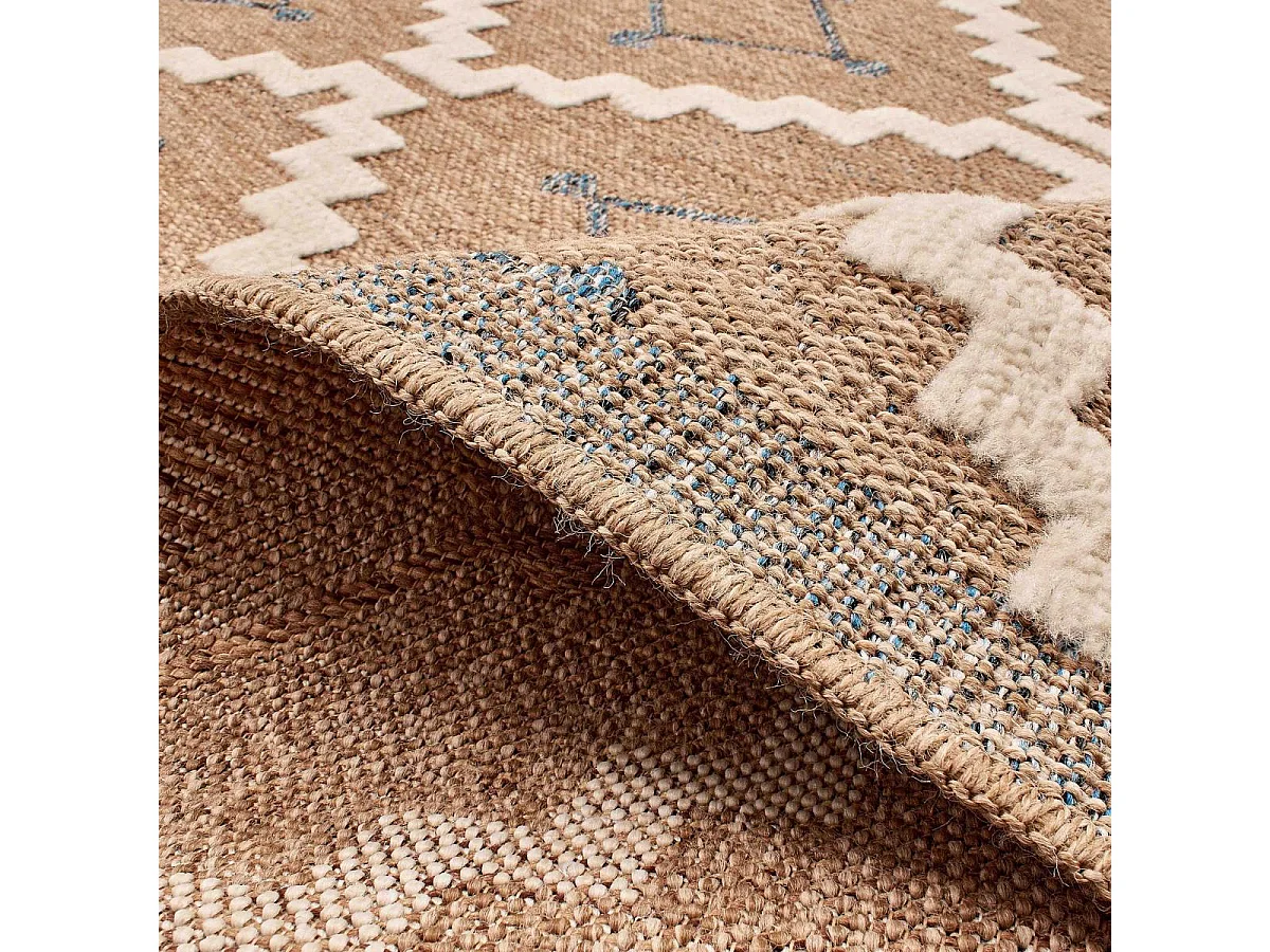 Tapis extérieur 120x170 tissé kilim maron et bleu ZEPHYR 2