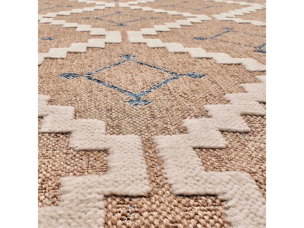 Tapis extérieur 120x170 tissé kilim maron et bleu ZEPHYR 2