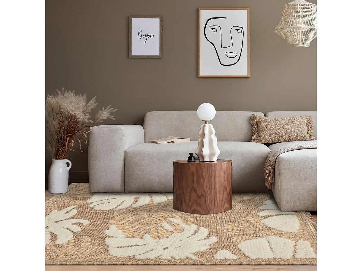 Tapis extérieur 60x180 tissé kilim maron et gris ZEPHYR 1