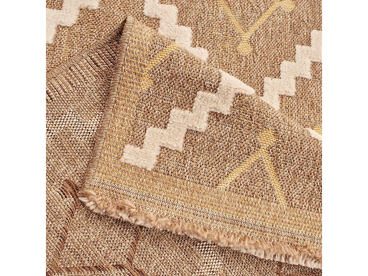 Tapis extérieur 60x180 tissé kilim maron et jaune ZEPHYR 2
