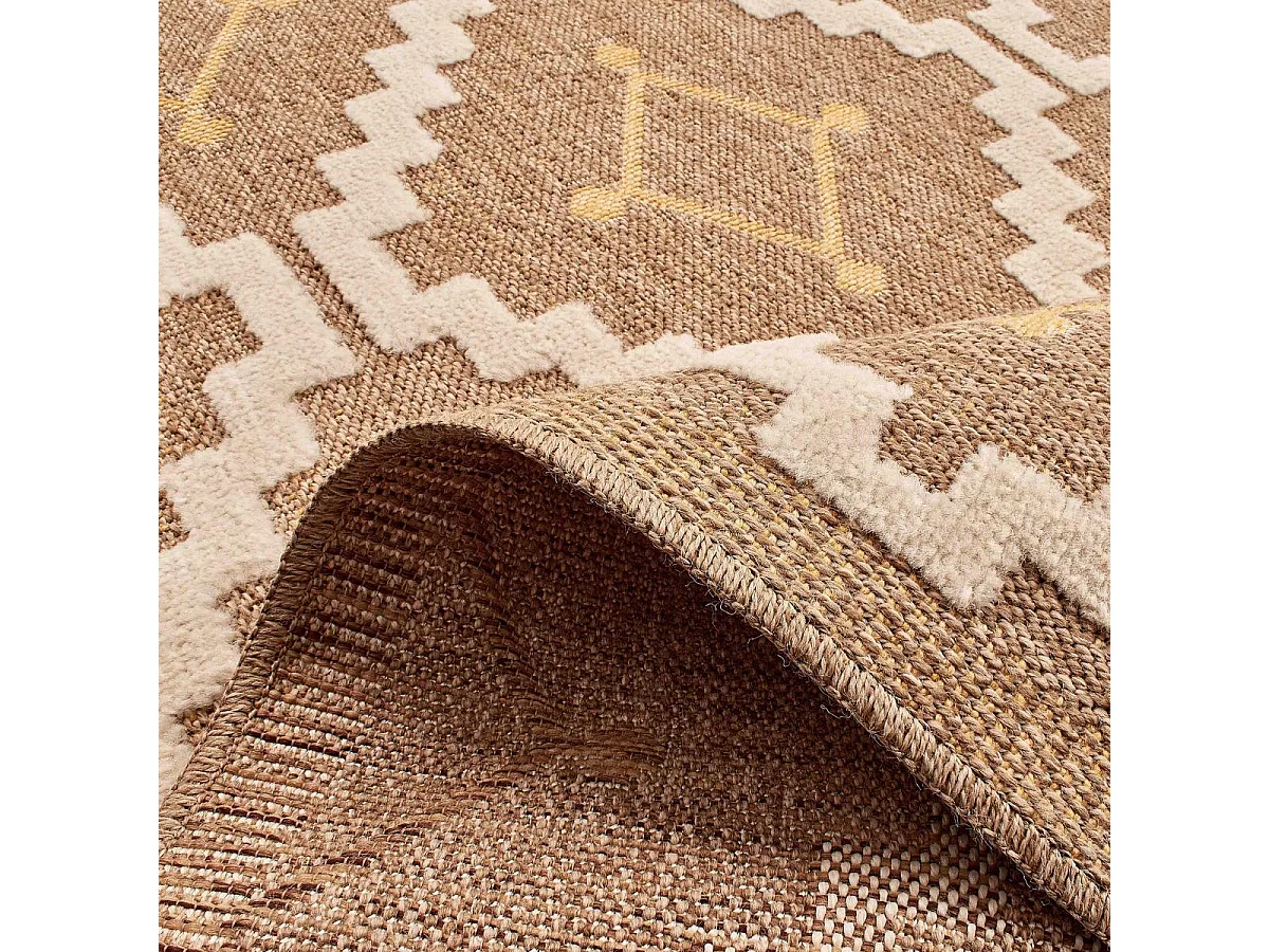 Tapis extérieur 60x180 tissé kilim maron et jaune ZEPHYR 2