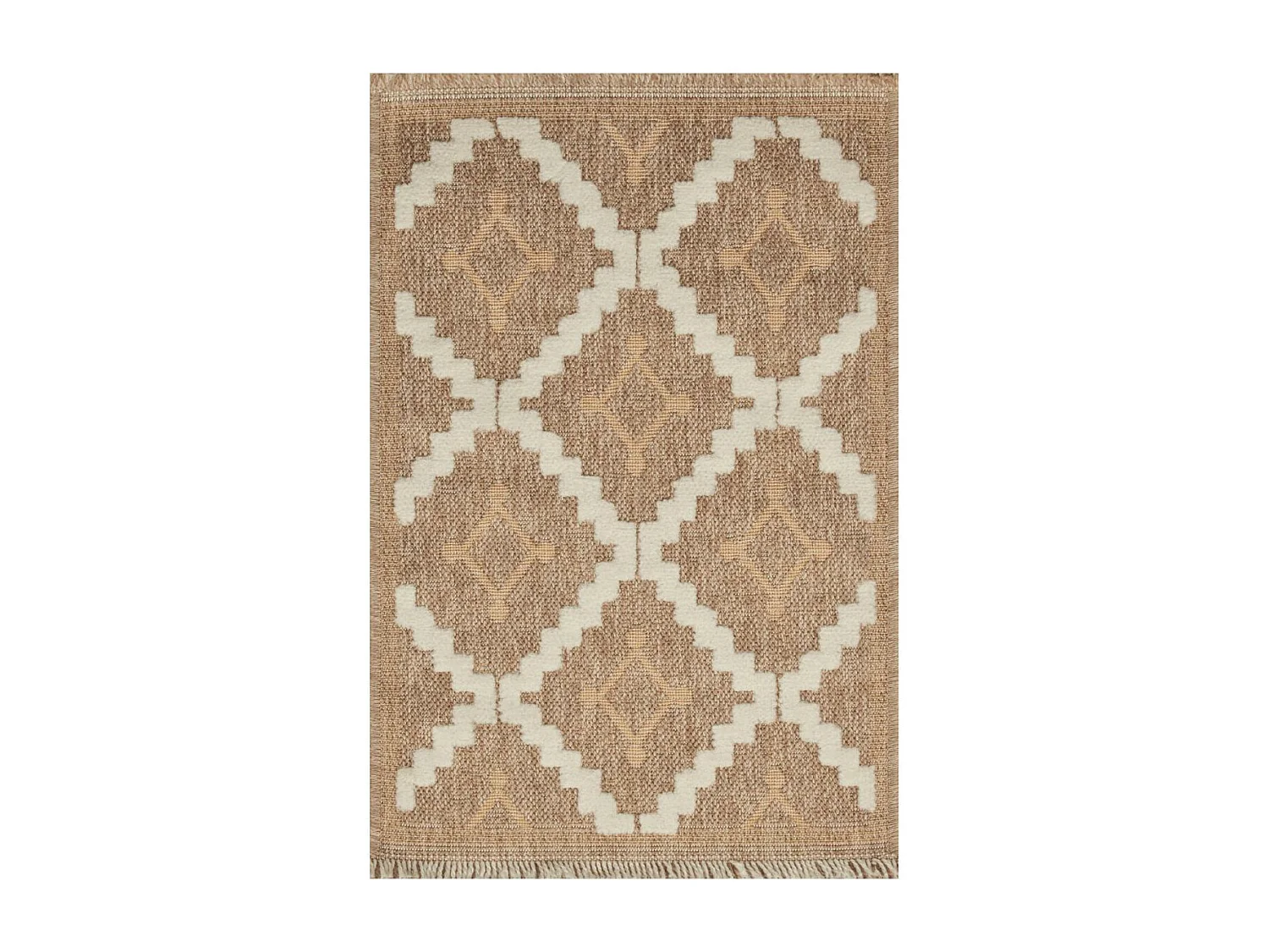 Tapis extérieur 60x180 tissé kilim maron et jaune ZEPHYR 2
