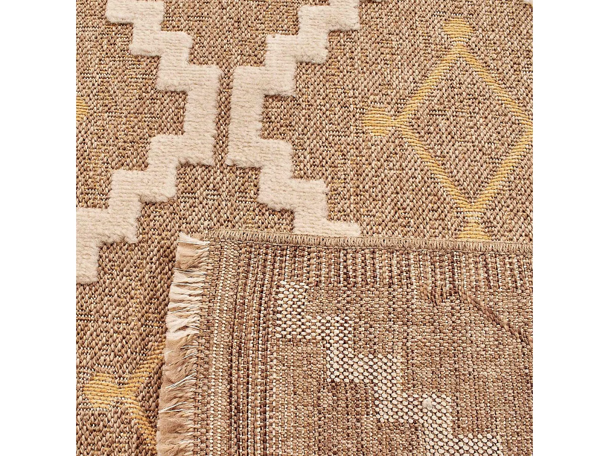 Tapis extérieur 60x180 tissé kilim maron et jaune ZEPHYR 2