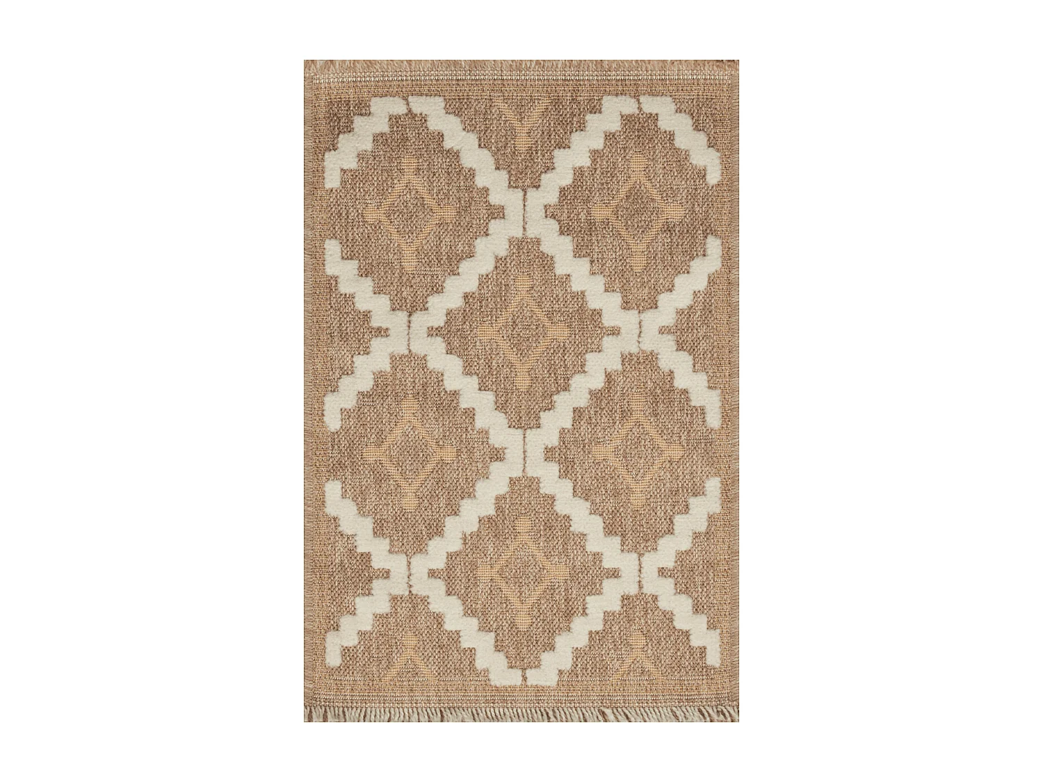 Tapis extérieur 60x180 tissé kilim maron et jaune ZEPHYR 2