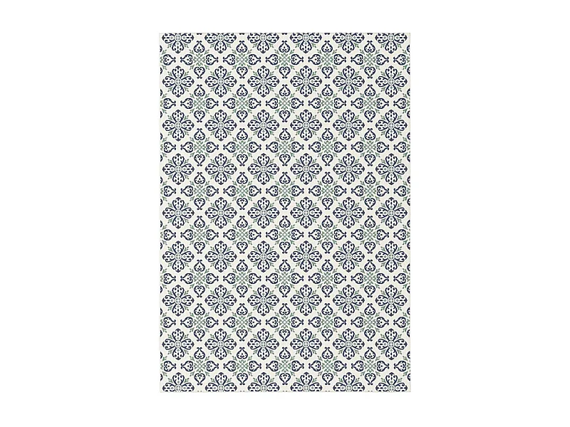 Tapis extérieur 160x230 tissé kilim vert et bleu CASADA 7