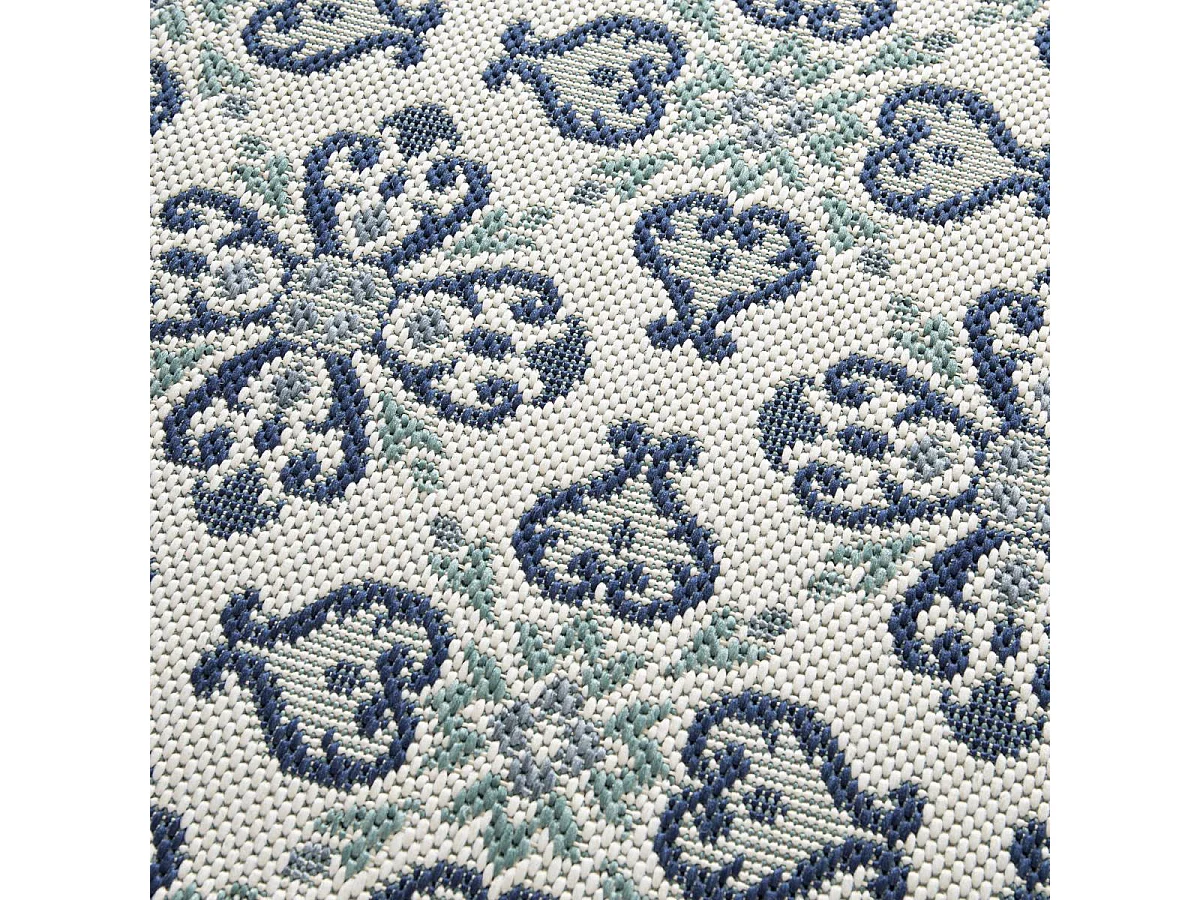 Tapis extérieur 160x230 tissé kilim vert et bleu CASADA 7