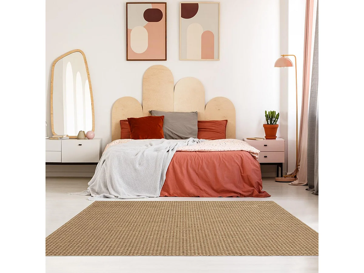 Tapis extérieur 80x200 tissé kilim marron et beige BOTANI 1