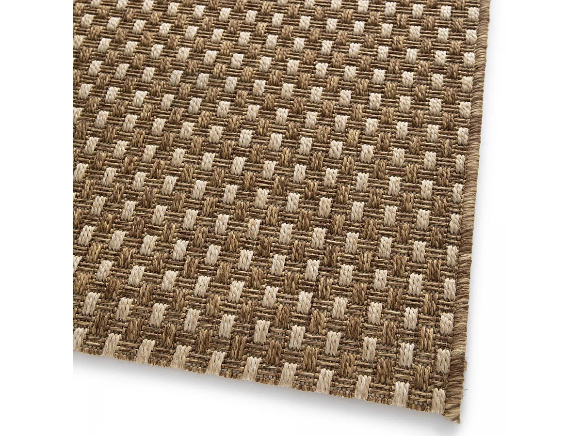 Tapis extérieur 80x200 tissé kilim marron et beige BOTANI 1