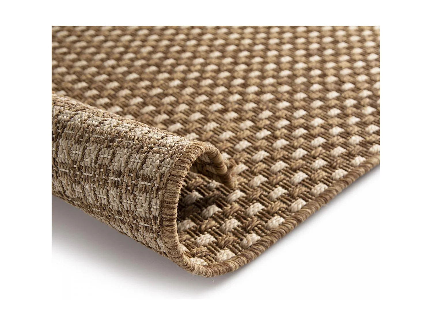 Tapis extérieur 80x200 tissé kilim marron et beige BOTANI 1