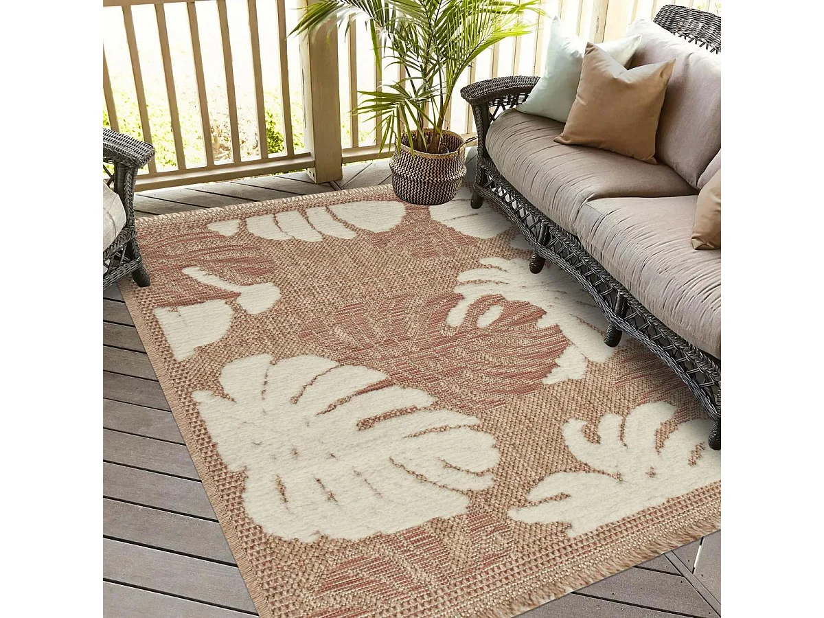 Tapis extérieur 60x180 tissé kilim maron et gris ZEPHYR 1