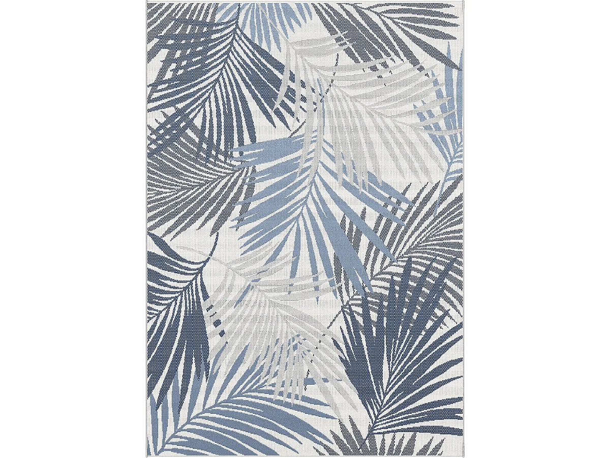 Tapis extérieur 80x150 tissé kilim gris et bleu CASADA 15