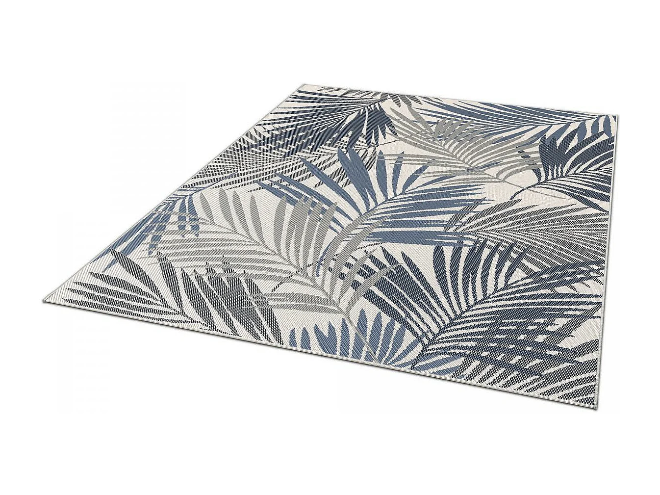 Tapis extérieur 80x150 tissé kilim gris et bleu CASADA 15