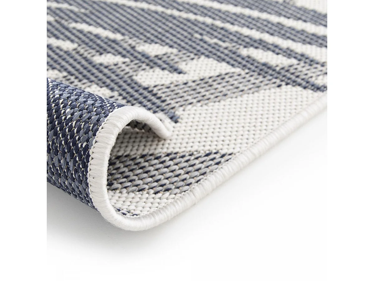 Tapis extérieur 80x150 tissé kilim gris et bleu CASADA 15