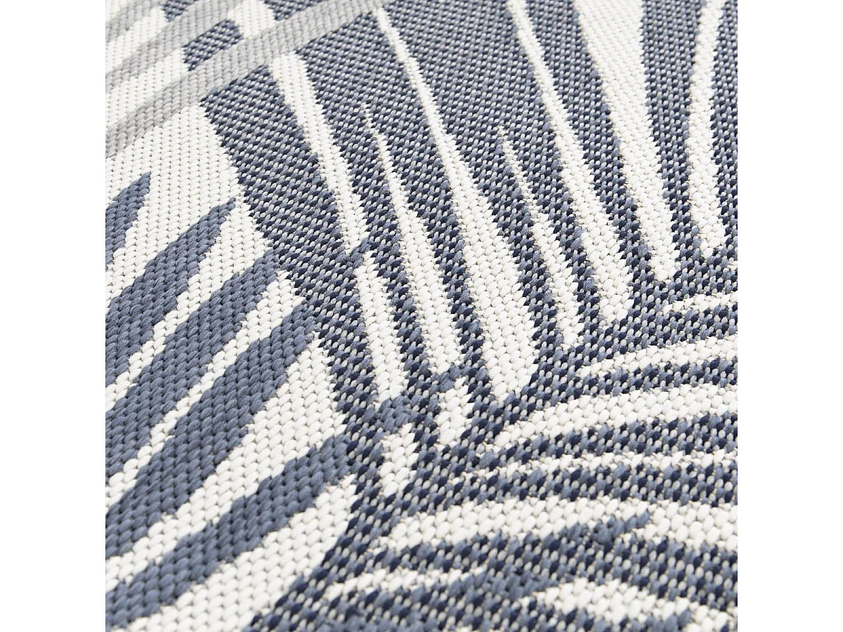 Tapis extérieur 80x150 tissé kilim gris et bleu CASADA 15