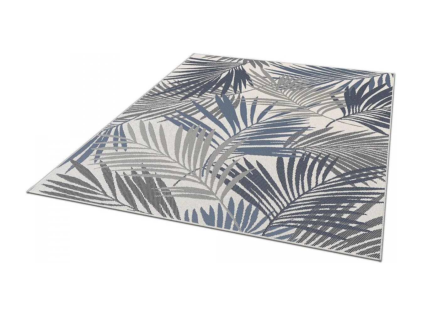 Tapis extérieur 80x150 tissé kilim gris et bleu CASADA 15