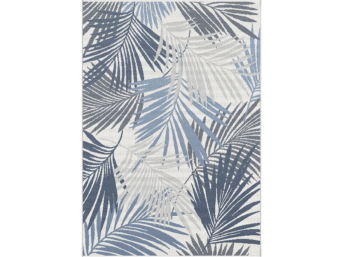 Tapis extérieur 80x150 tissé kilim gris et bleu CASADA 15