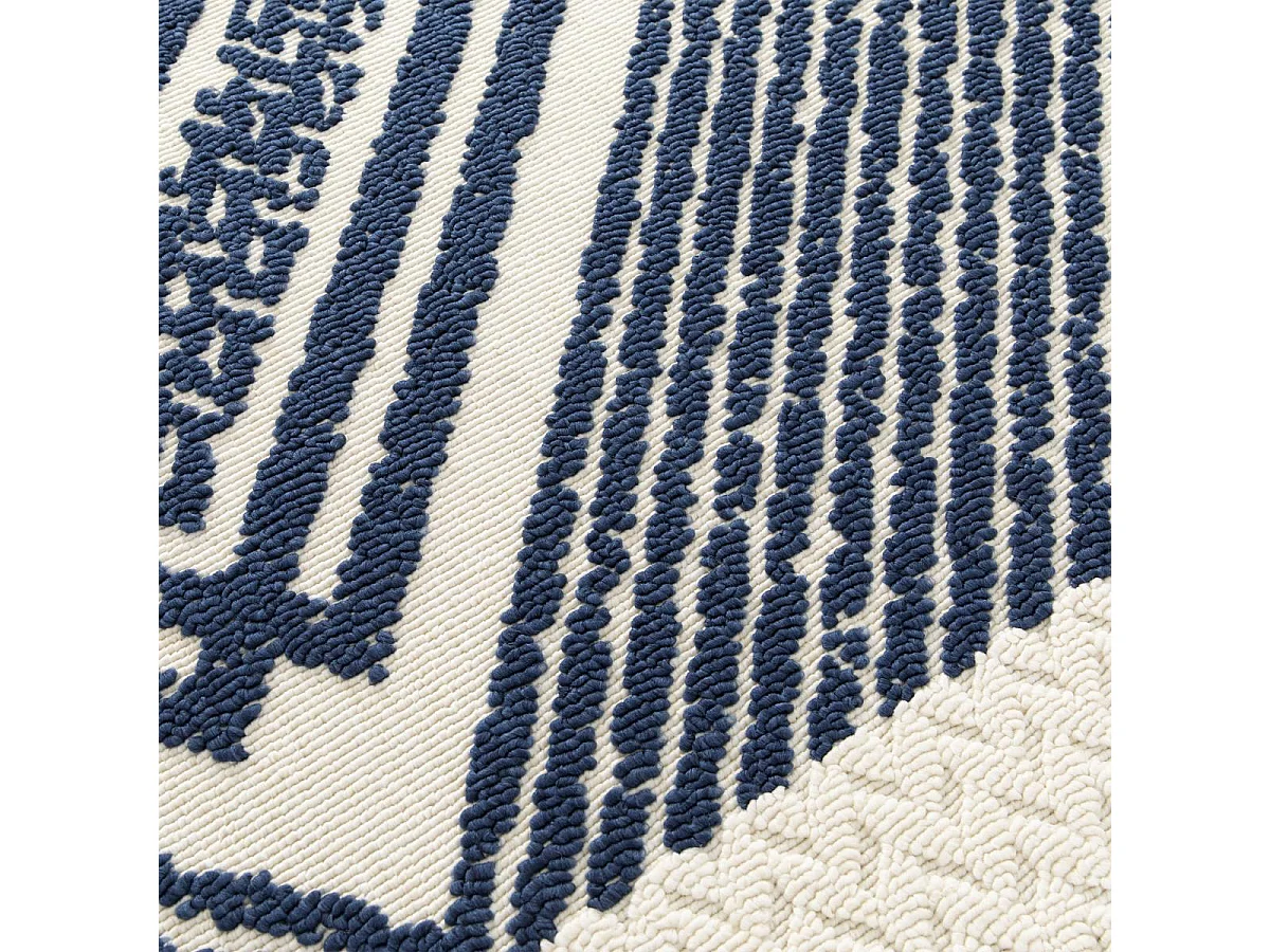 Tapis extérieur 160x230 tissé kilim bleu et crème TUNDRA 3