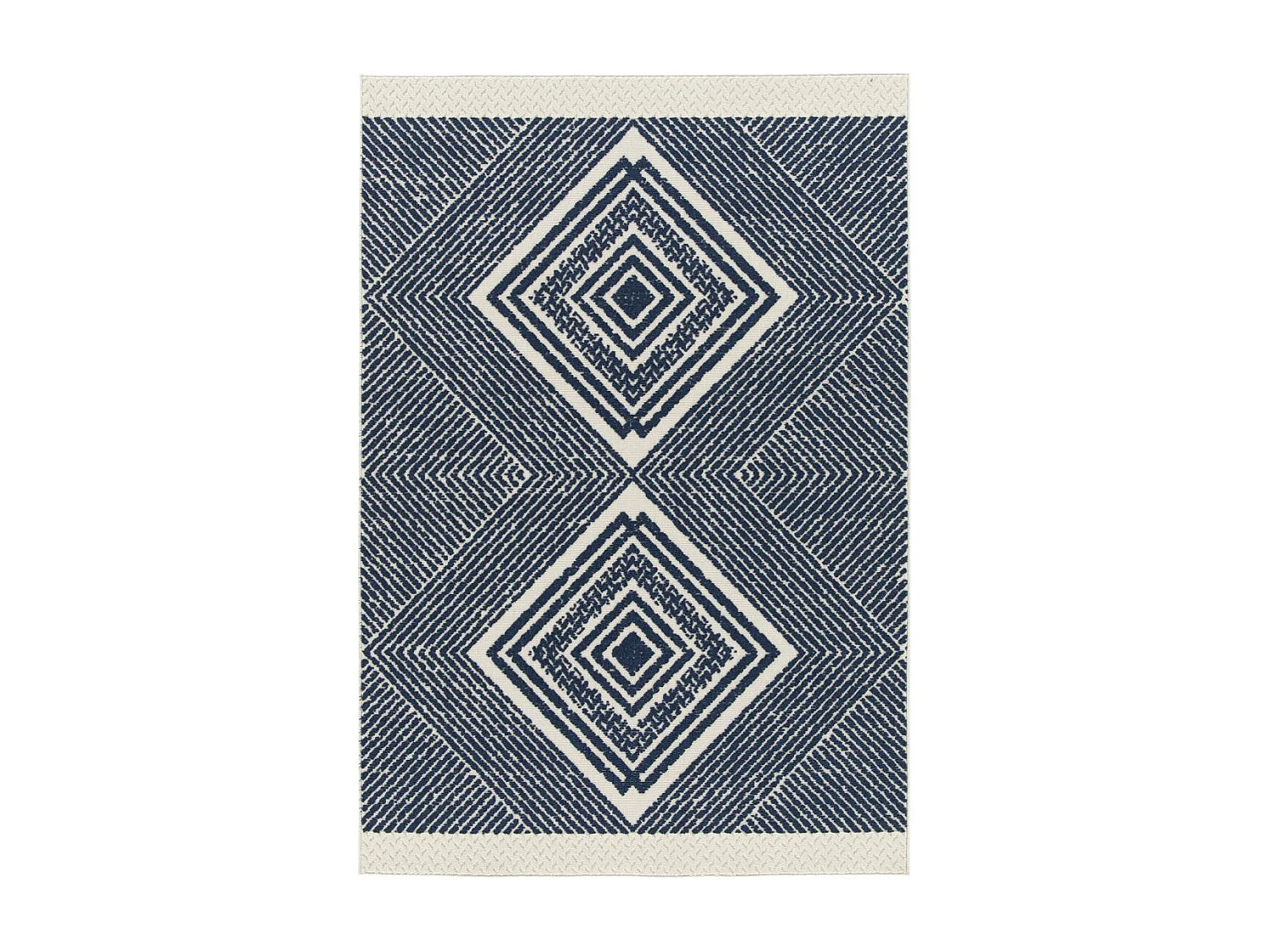 Tapis extérieur 160x230 tissé kilim bleu et crème TUNDRA 3