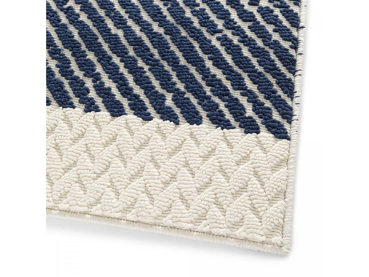 Tapis extérieur 160x230 tissé kilim bleu et crème TUNDRA 3
