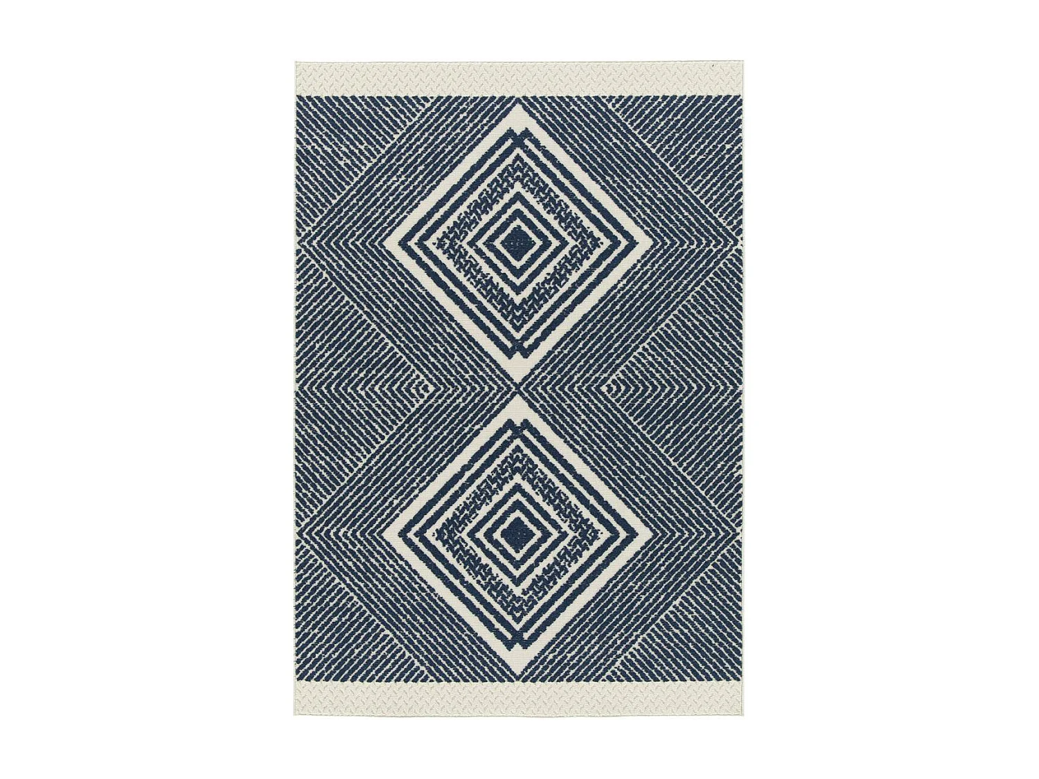 Tapis extérieur 160x230 tissé kilim bleu et crème TUNDRA 3
