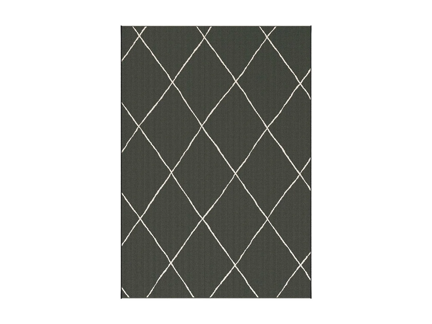 Tapis extérieur 200x290 tissé kilim noir et blanc ENANTA 2