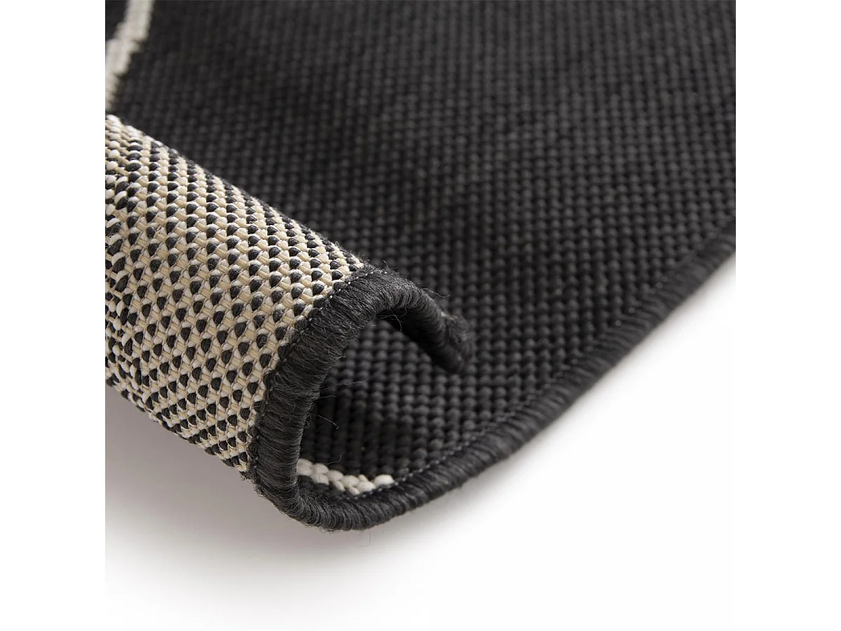 Tapis extérieur 200x290 tissé kilim noir et blanc ENANTA 2