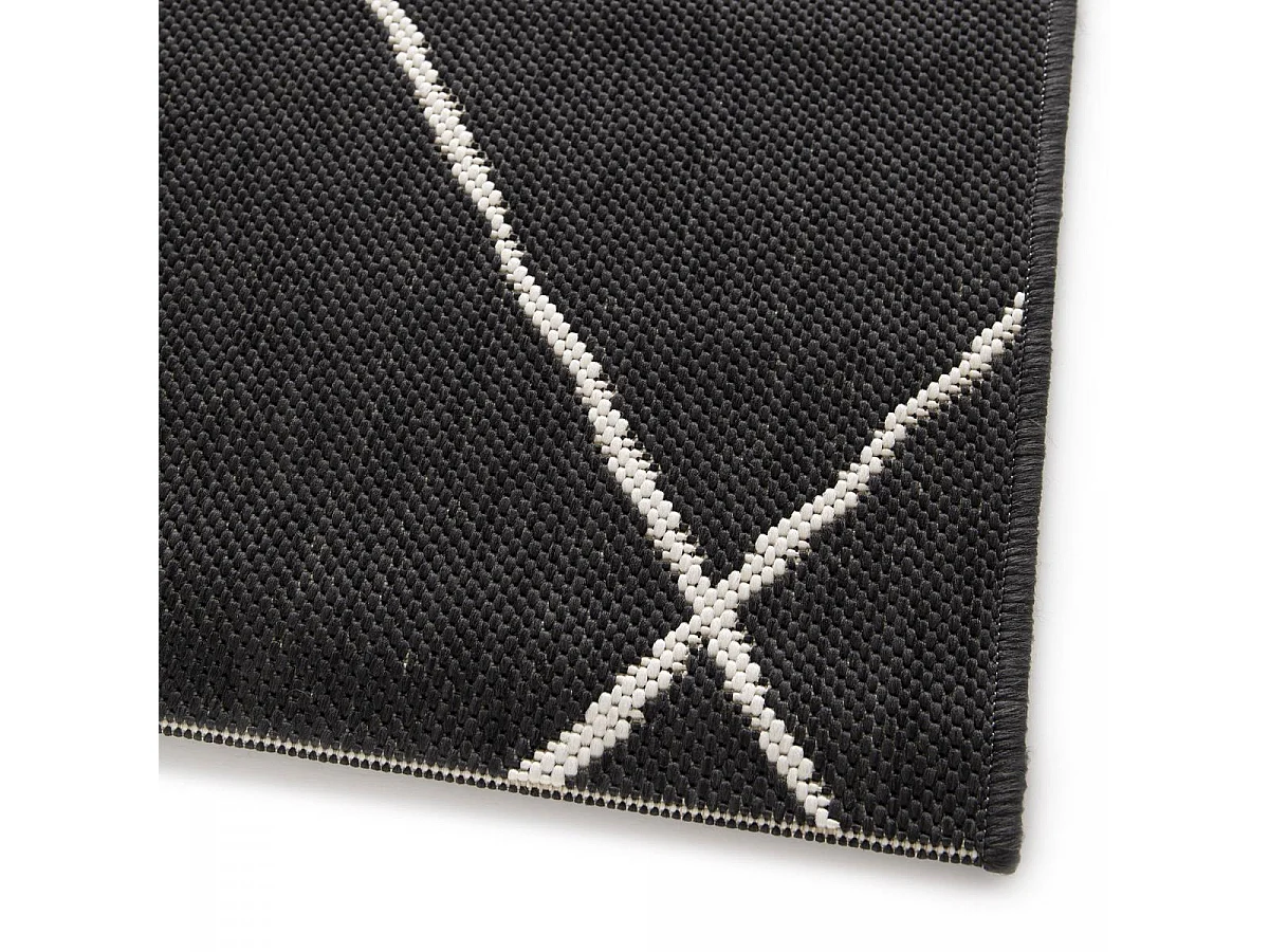 Tapis extérieur 200x290 tissé kilim noir et blanc ENANTA 2