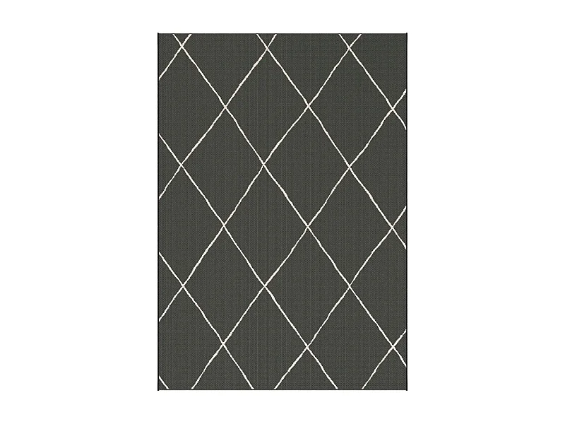 Tapis extérieur 200x290 tissé kilim noir et blanc ENANTA 2