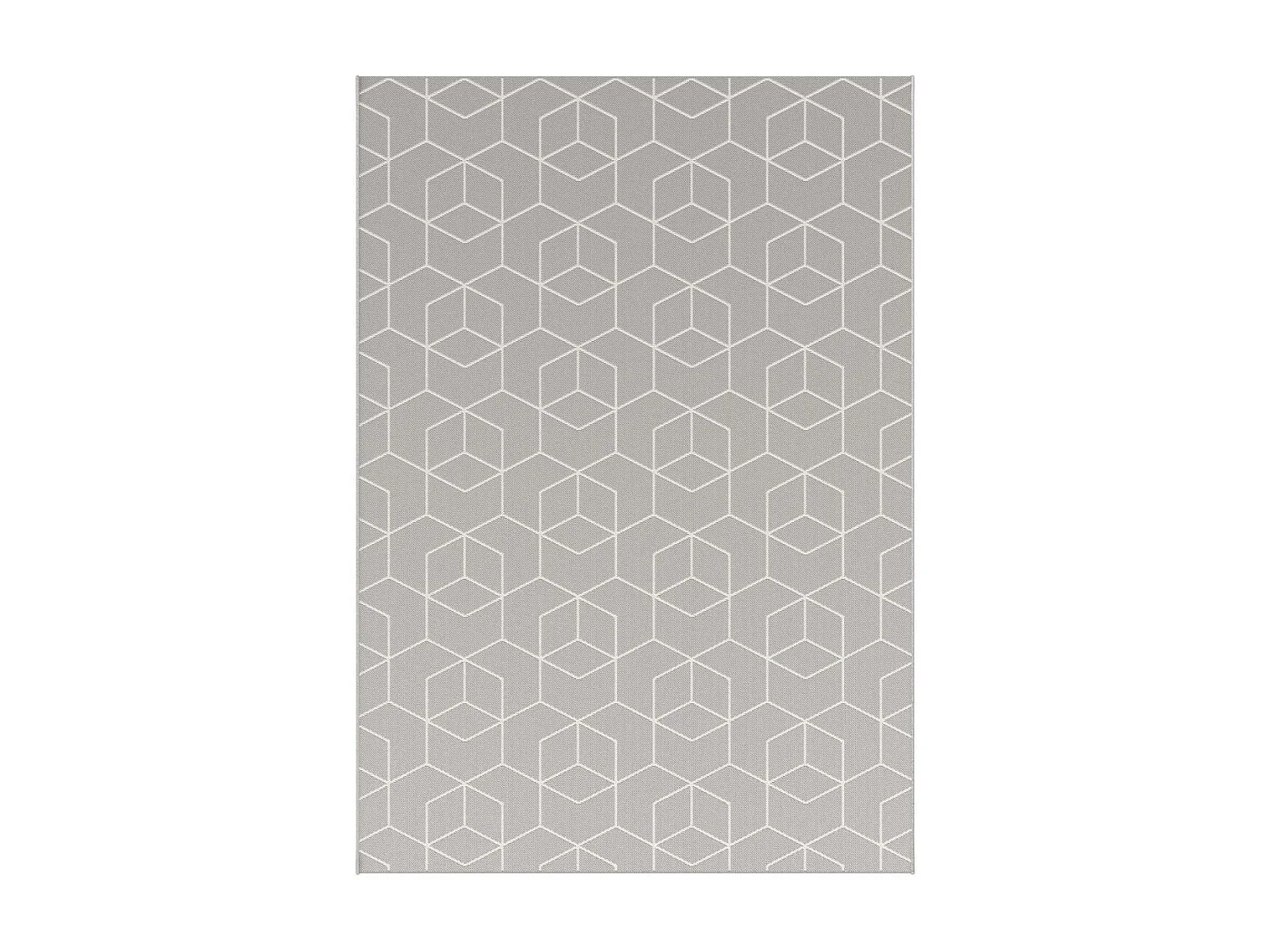 Tapis extérieur 120x170 tissé kilim gris et crème STALOW 9