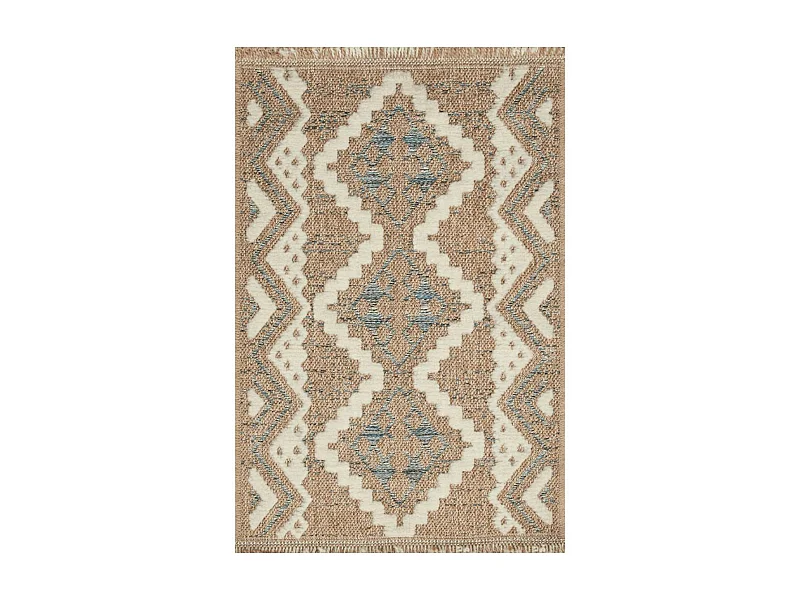 Tapis extérieur 120x170 tissé kilim marron et bleu ZEPHYR