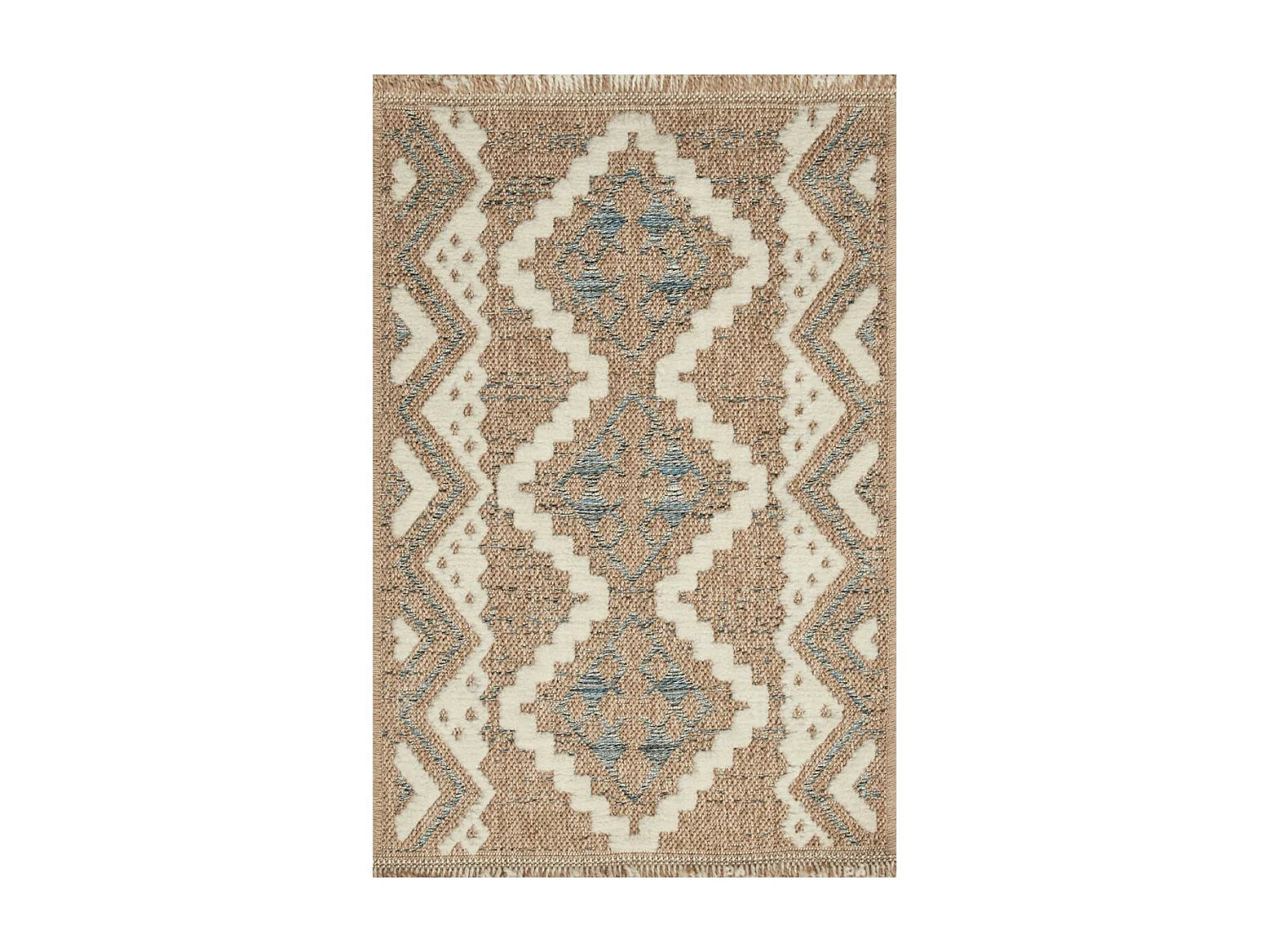 Tapis extérieur 120x170 tissé kilim marron et bleu ZEPHYR